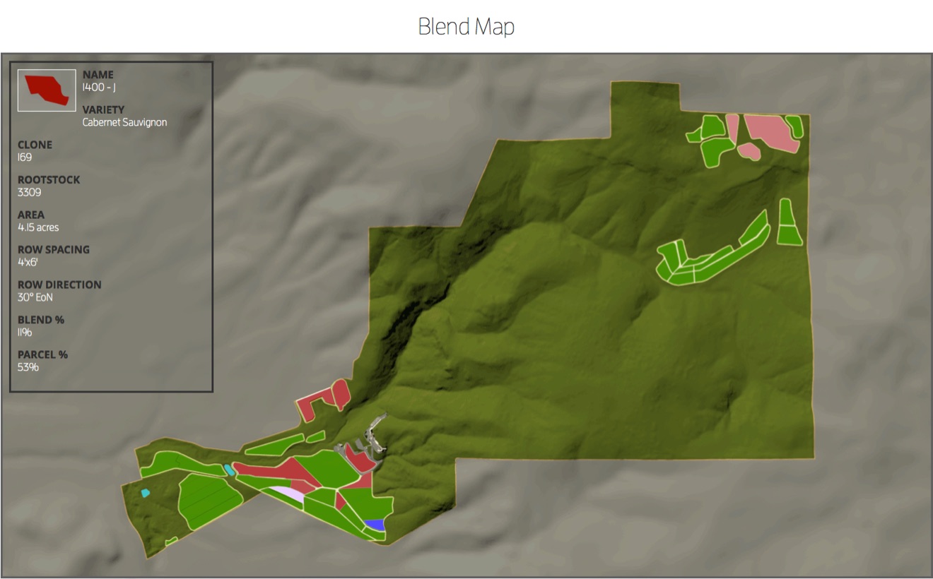 Blend map for the 2011 Palmaz Vineyards Cabernet
