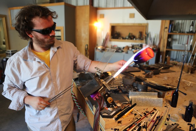 Justin Blowing Glass